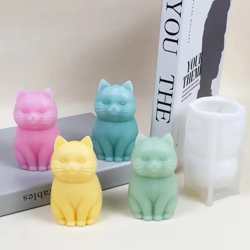 

11.5cm Cat Silicone Candle Mold 3D Cute Kitten Plaster Animal Soap Resin Crystal Making Diy Chocolate Mould Home Crafts Casting