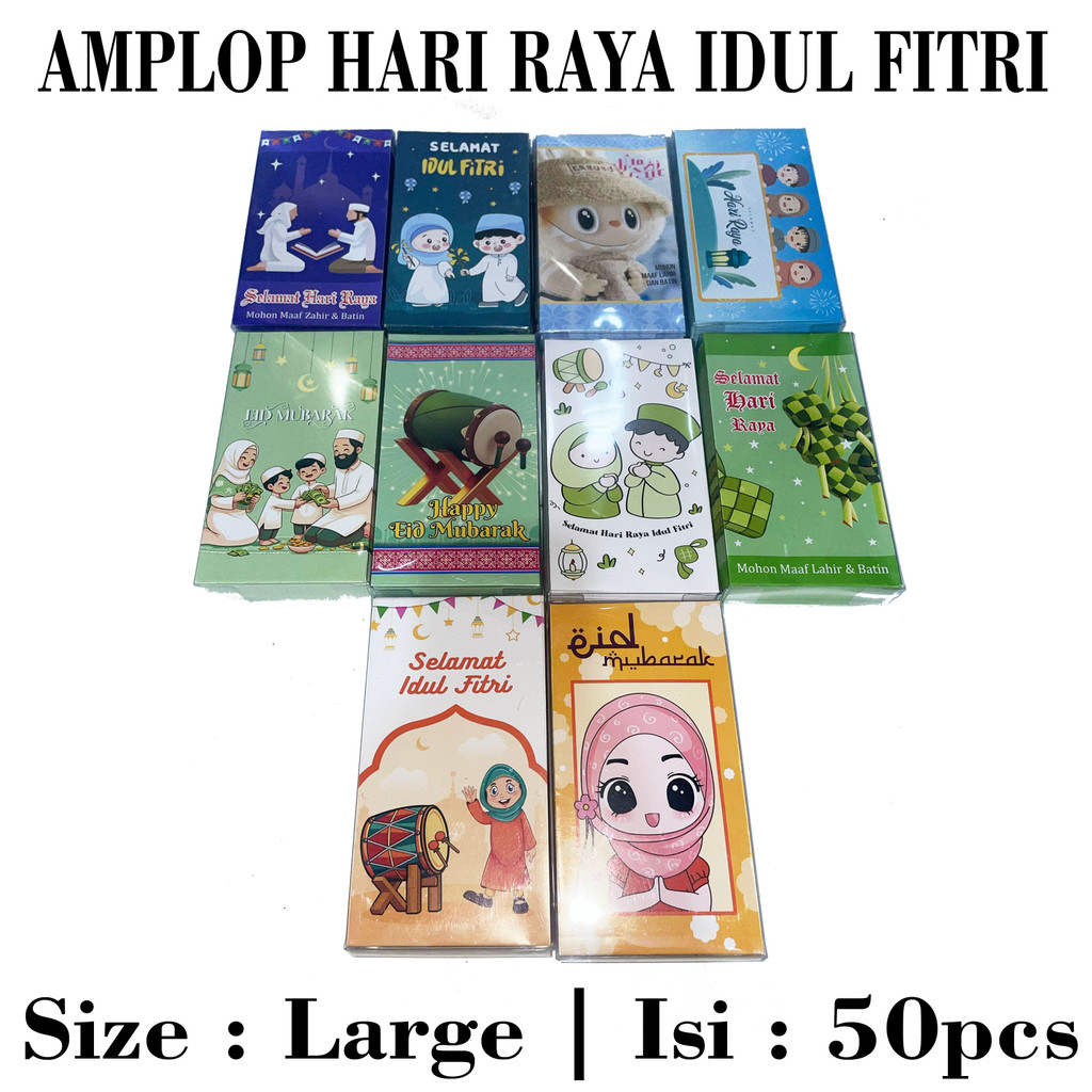 

AMPLOP Lebaran Idul Fitri MIKA PANJANG ISI 50 Lembar Tahun 2025 - Angpao Hari Raya Kotak MIKA