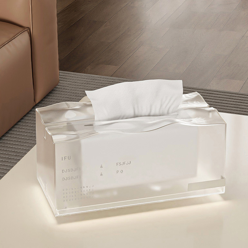 

Desktop Tissue Box Creative Translucent Tissue Case with Spring Nordic Style Kitchen Table Napkins Box Bathroom Tissue Container