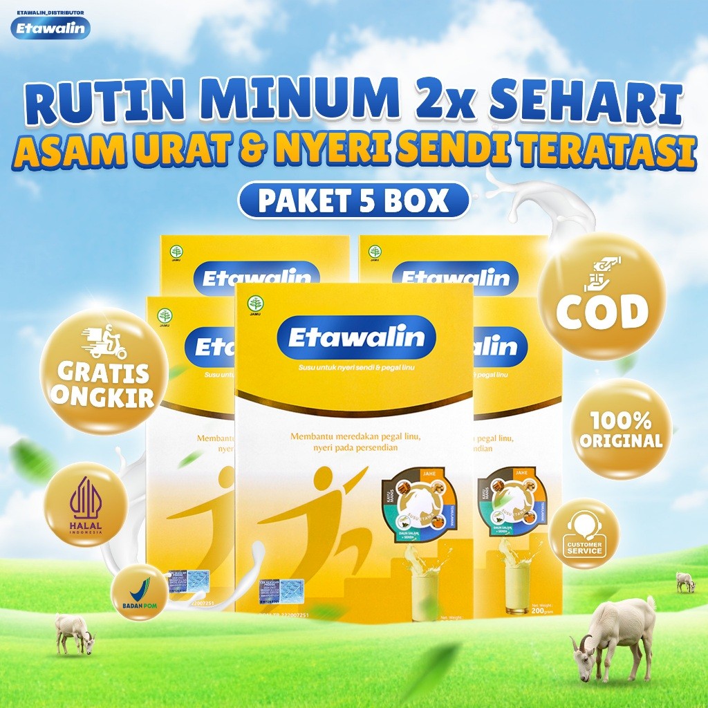 

ETAWALIN PAKET 5 BOX - BEBAS DARI ASAM URAT, REMATIK & NYERI TULANG SENDI