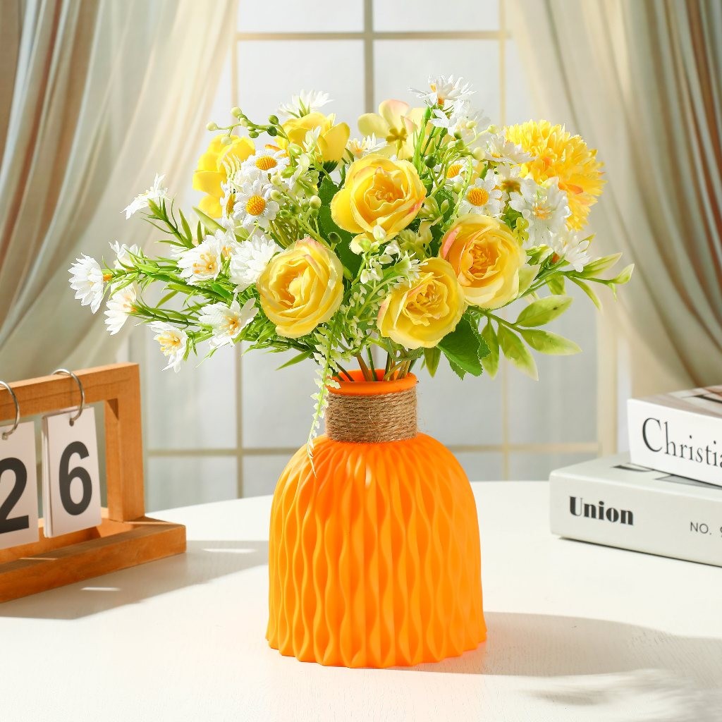 Set Vas Bunga Plastic Aesthetic Bunga Hias Plastik Bunga Hiasan Ruang Tamu Bunga Hiasan Meja Makan