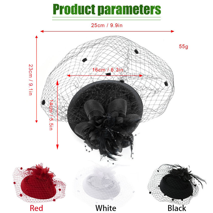 Topi Fascinator Jepit Topi Hiasan Rambut Jaring Topi Aksesoris Rambut Pramugari Fascinator Hat