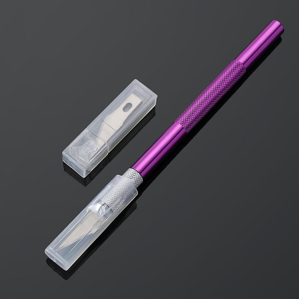 

Multi-color Metal Handle Knife 6Pcs Blade Knife Scalpel Cutter Engrave Non-Slip Carving Pastry Mat Cutting Model Making Tools