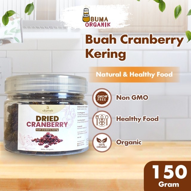 

ALAMEE Dried Cranberry Kering Fruit Cran Berry Cemilan Buah Kranberi Cranberries 150gr BUMA
