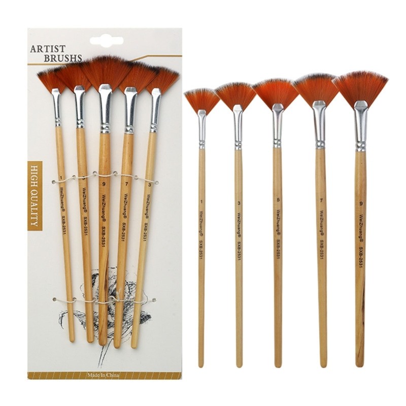 

Fan Tip Painting Brush Portable Artist Set for Beginner Gouache Watercolor