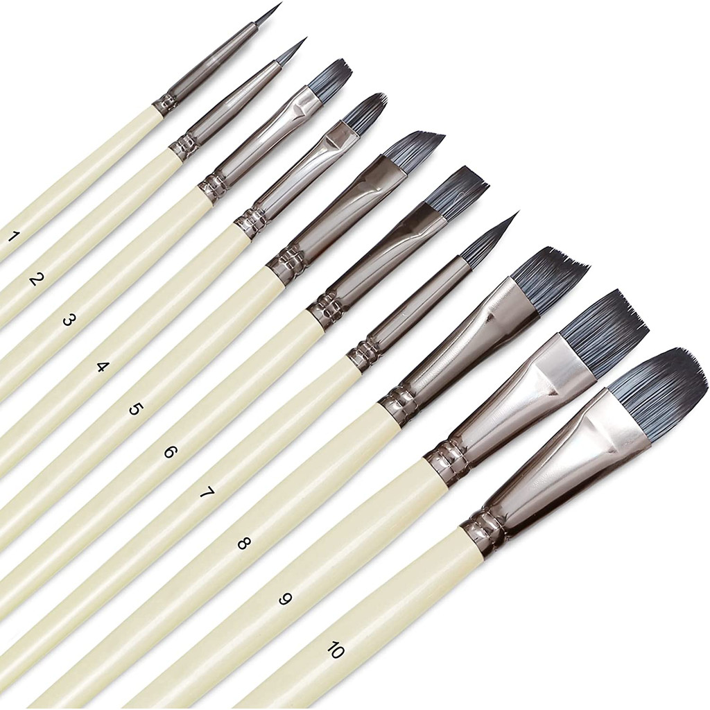 

Professional Artist Paint Brushes Set 10 Pieces Canvas Synthetic Nylon Tips for Acrylic Oil Watercolor Painting Kits