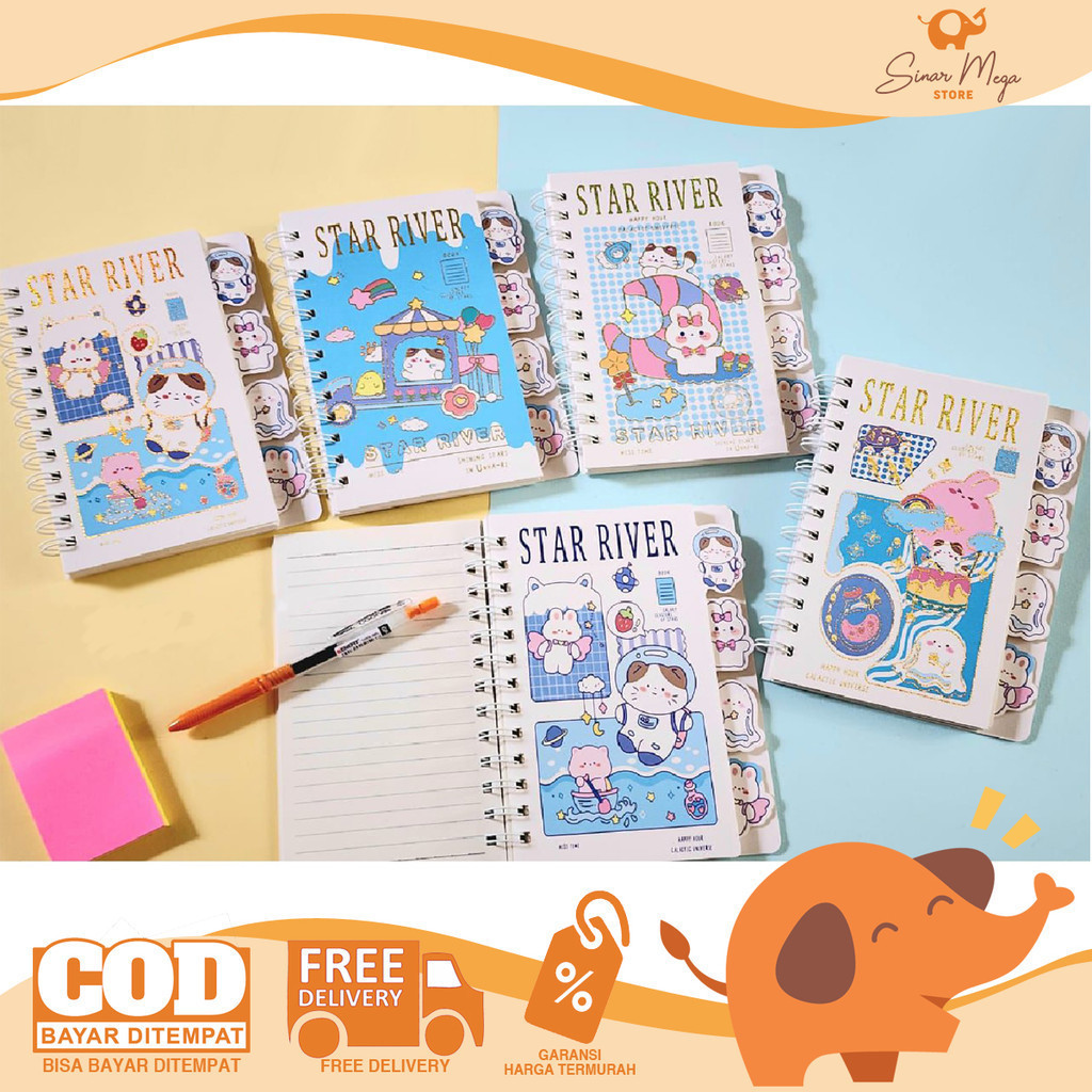 

Fancy Notebook STAR RIVER (FLXQ-8089) Buku Catatan Spiral PUTIH Hard Cover A6 Lucu