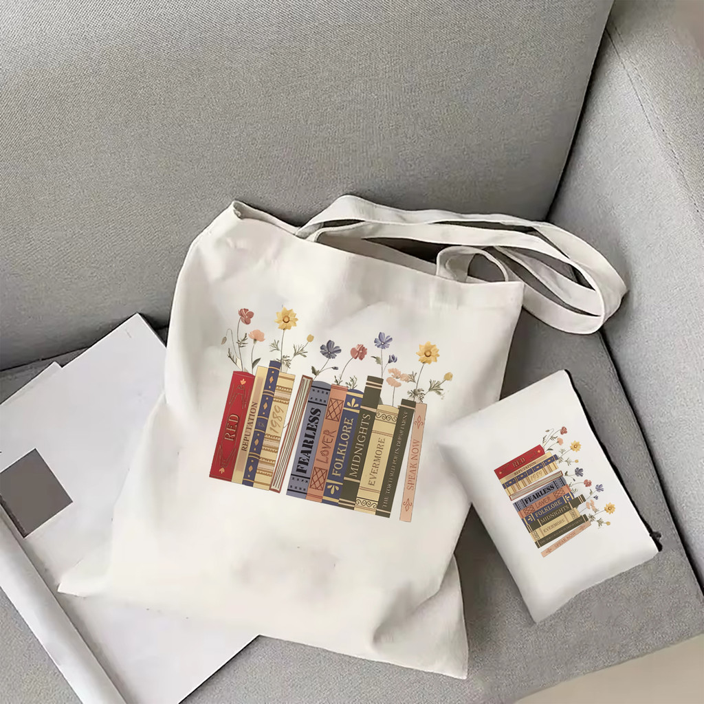 Albums As Books Canvas Tote Bag Trendy Aesthetic For Book Lovers Canvas Tote Bag Aesthetic Folk Musi