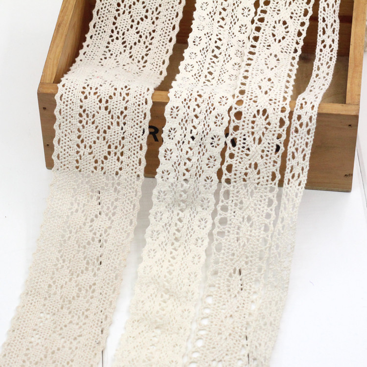 

1 Meter/lot Ivory White Cotton Embroidered Lace Net Ribbons Fabric Trim DIY Sewing Handmade Craft Materials Hair Bow Accessories