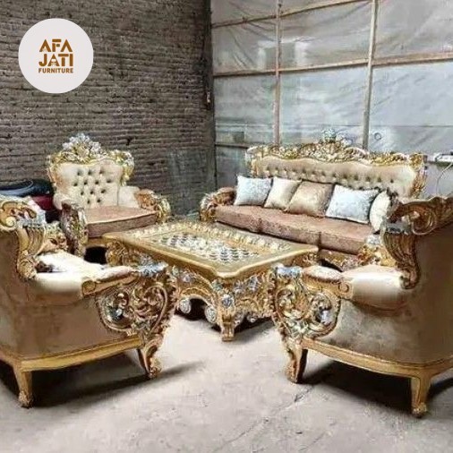Sofa Kursi Tamu Jati Ukir Bellagio Belagio Royal Jumbo Mewah - Deposit