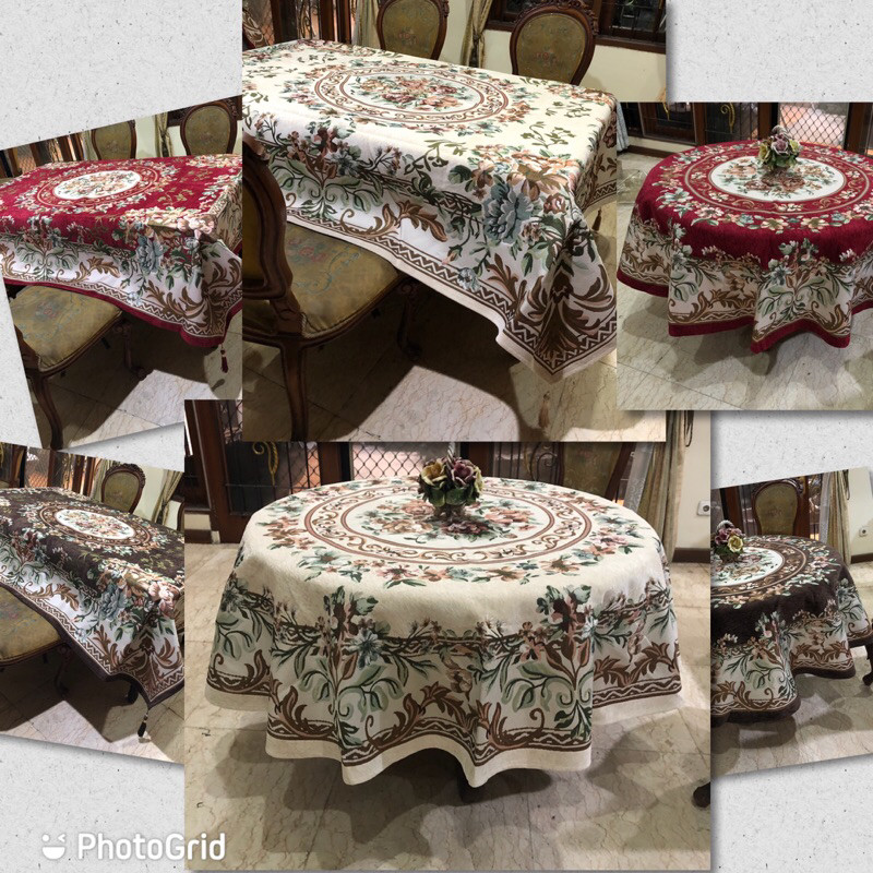 Exclusive Taplak meja makan Bulat dan Persegimodel Belgia ukuran 6 - 8  - 12 kursi
