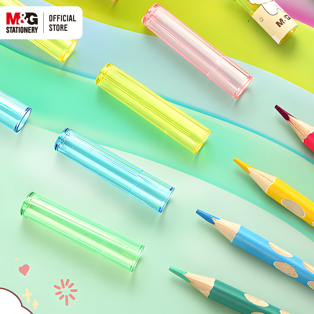 

M&G 3-Color Transparent Pencil Cap Pencil Extender Pencil Tip Protective Case for School Stationery 6pcs/Bag