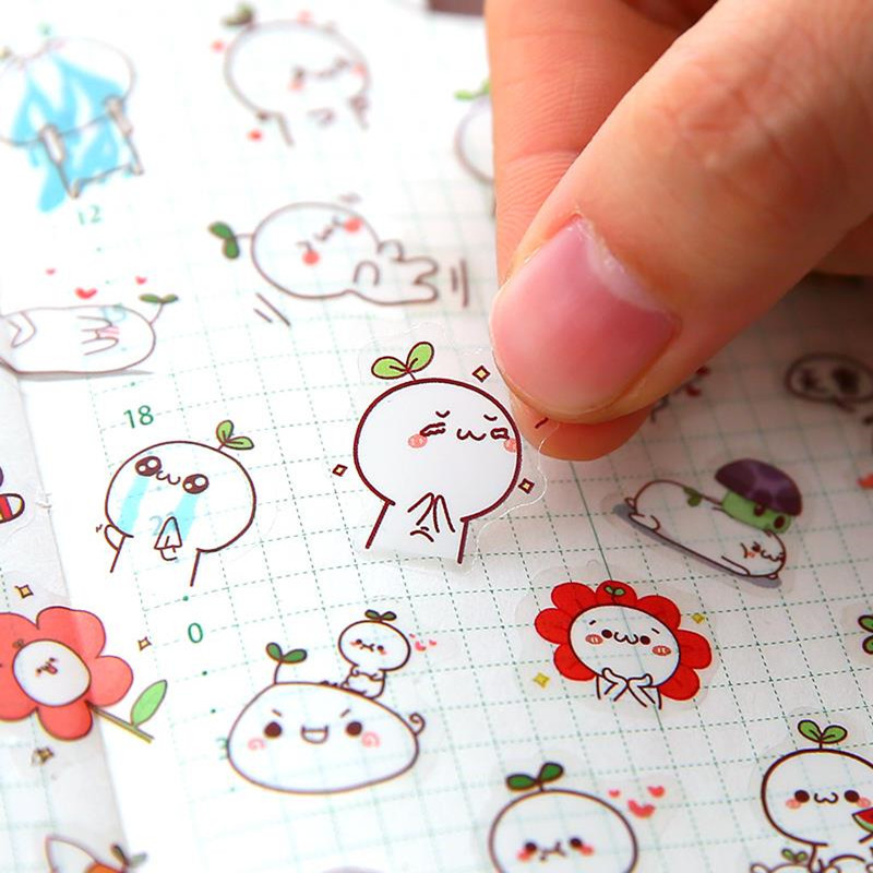 

6pcs/lot Korean Waterproof Cartoon Cute Transparent Diy Decoration Stickers Hand Account Stickers Kawaii Plastic Cup Stickers