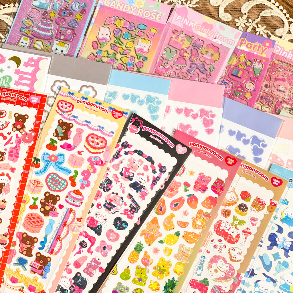 

SKYSONIC 3/4/5/6/7/8/10pcs Full Set Series Decorative Stickers Cartoon Sticker DIY Cute Korean Stationery Supplies