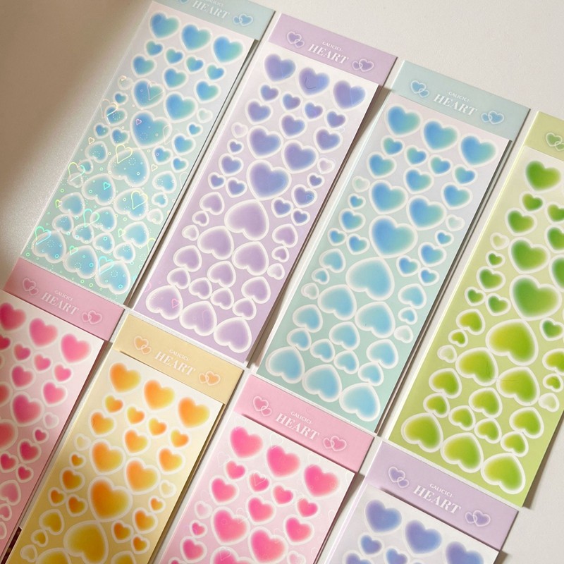 

1Pcs Korean Ins Color Basic Heart Shape Sticker Idol Card DIY Decoration Scrapbooking Stationery Stickers Kawaii School Supplies