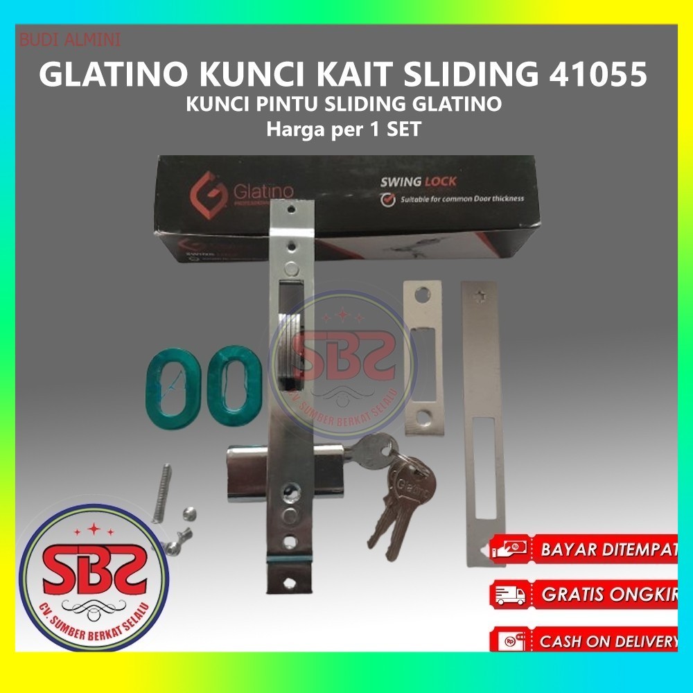 GLATINO Kunci Pintu Sliding KAIT Glatino 41055 / Kunci Pintu Almunium Sliding / Kunci Kait Pintu