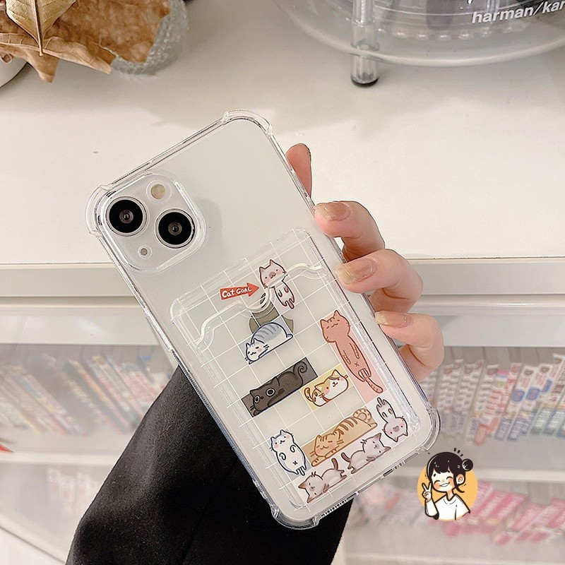 kucing kotak-kotak pemegang kartu Case Vivo Y02 Y02a Y02t Y02s Y16 Y11 Y17S Y27 Y12 Y15s Y15a Y17 Y1