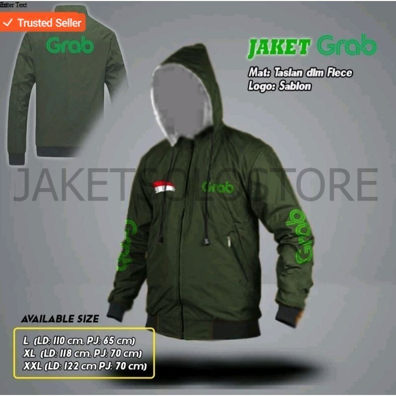 JAKET BB GRAB / JAKET GRAB / JAKET GRAB BIKE / GRAB FOOD / BB TOPI GRAB / JAKET OJOL / JAKET IJO