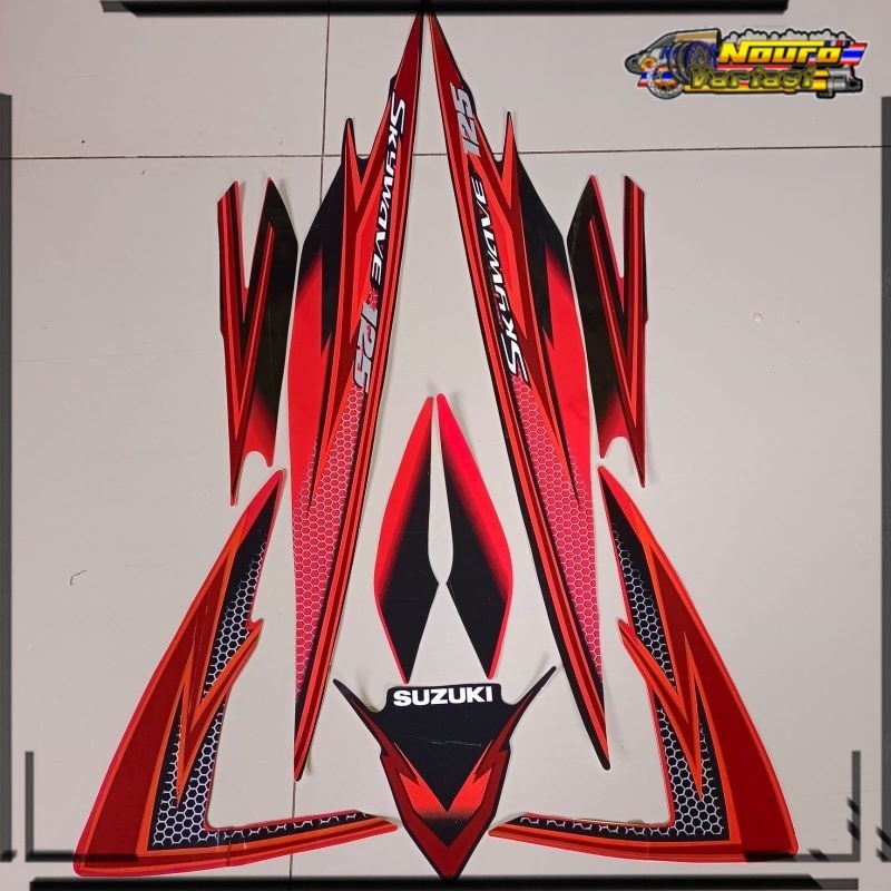 Aksesoris COD Striping Suzuki skywave sky wave 2008 2009 merah hitam