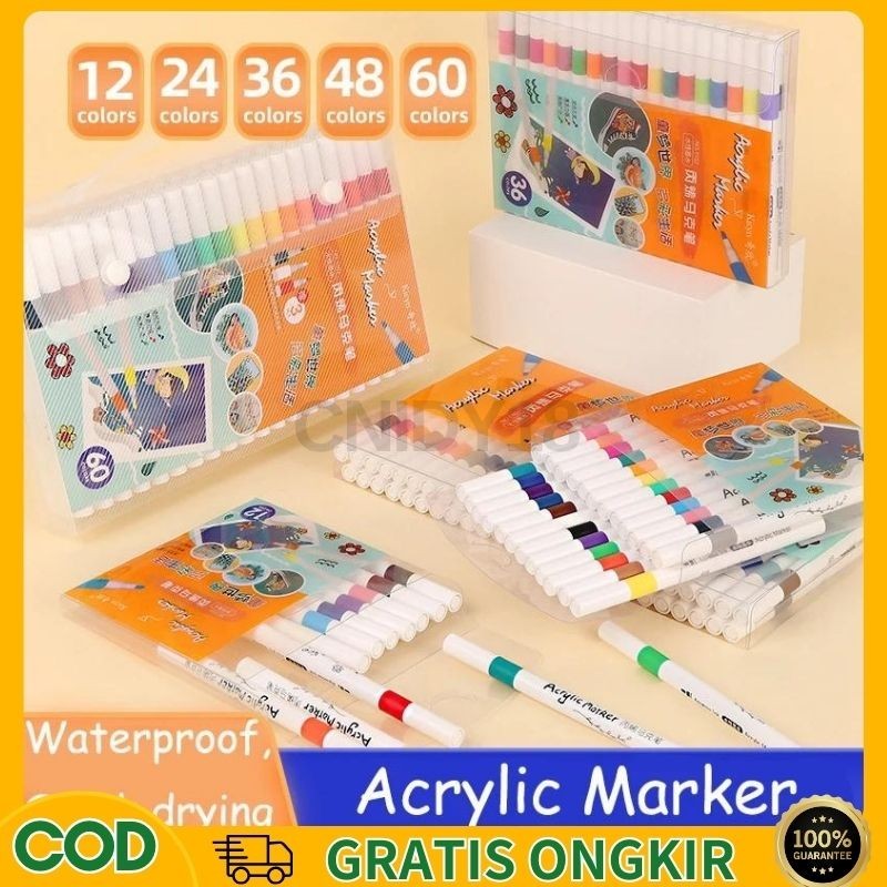 

【Penjual Lokal】Washable Marker Spidol 24 36 48 Warna 12 24 36 48 Pcs Color Spidol Acrylic Pen Nontoxic Colour Mewarnai Menggambar Mainan Prakarya