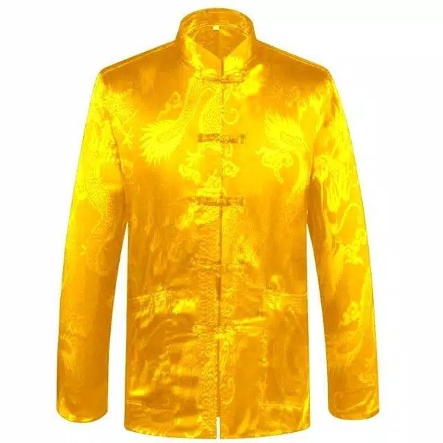 promo ✨ -Cheongsam Atasan Pria Lengan Panjang - Kuning, 3L