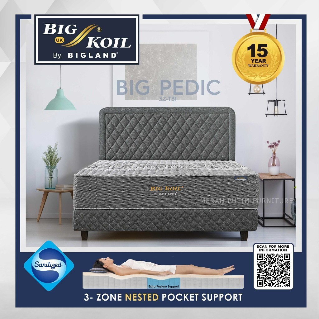 Dipan + Kasur springbed BigKoil Type Bigpedic By Bigland T-31. Kasur bergaransi