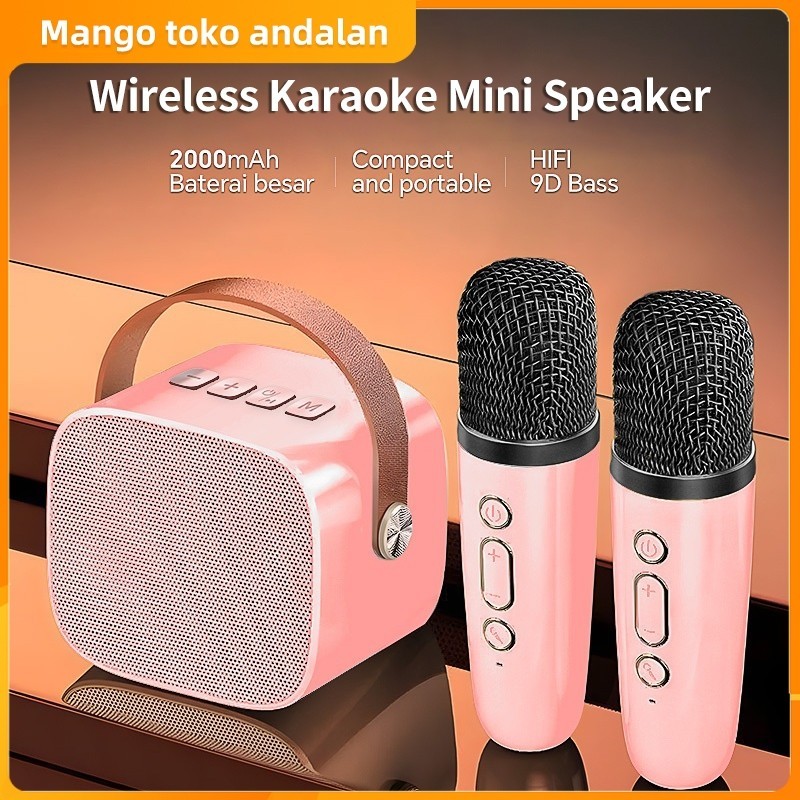 Terbaru Karaoke Mini Speaker Microphone Karaoke Premium Set Speaker Bluetooth Wireless With Mic Karo