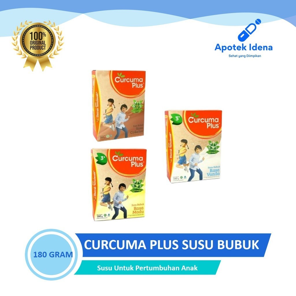 

CURCUMA PLUS SUSU BUBUK EKSTRAK TEMULAWAK Rasa Vanila Coklat Dan Madu 180 G Susu Untuk Pertumbuhan Anak Usia 1-6 Tahun