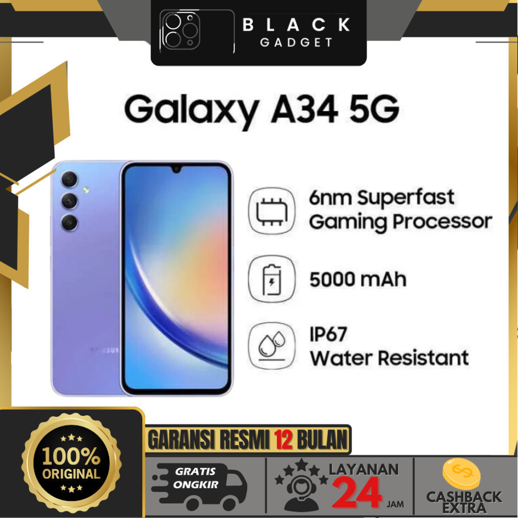 SAMSUNG A34 5G 8/128 GARANSI RESMI SAMSUNG EXTRA GIFT