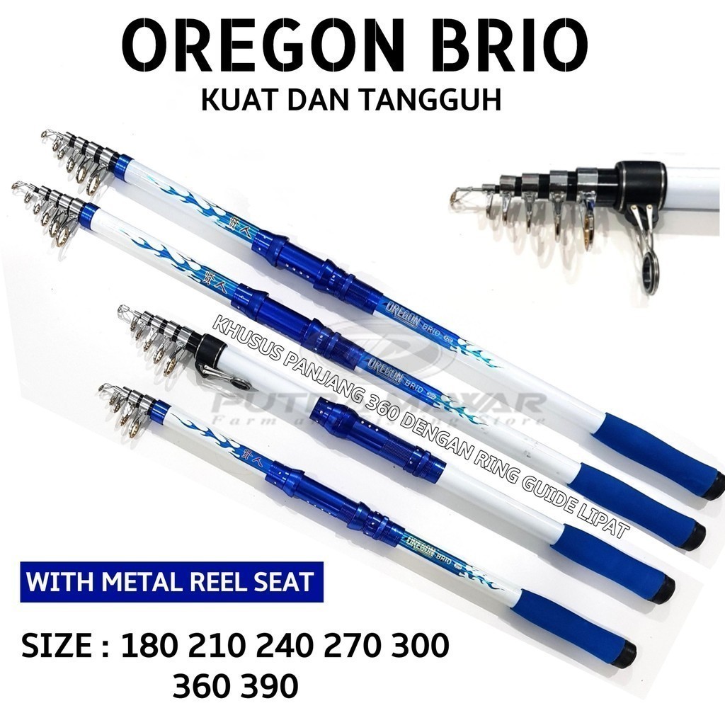 Oregon Brio 180 210 240 270 300 360 390 420 Joran Antena Surf Telescopic Bahan Carbon Tongkat Pancin