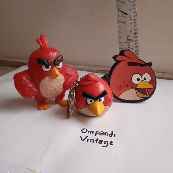 BB27 3 pcs mainan angry birds merah
