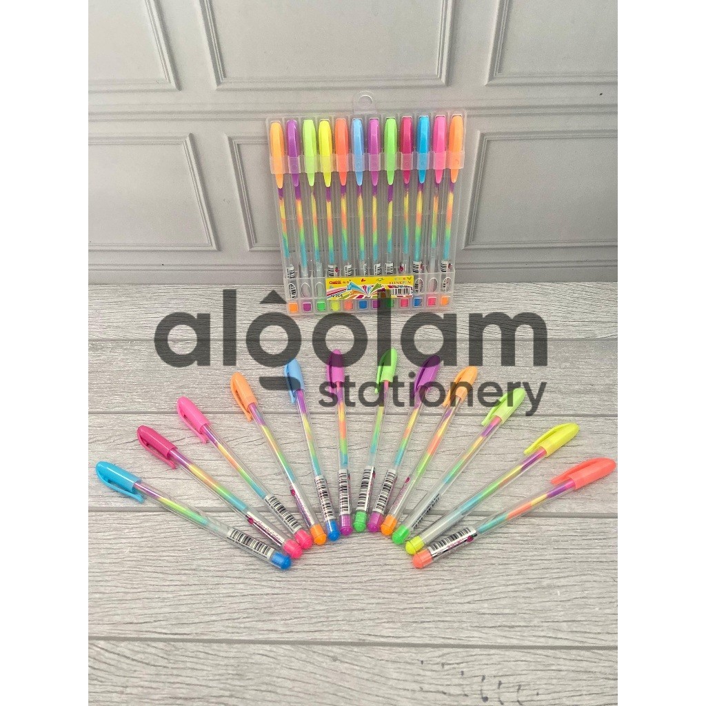 

SATU SET ( 12 BIJI ) Pulpen Rainbow Pelangi Gel Pen Rainbow Pelangi Rainbow Pen