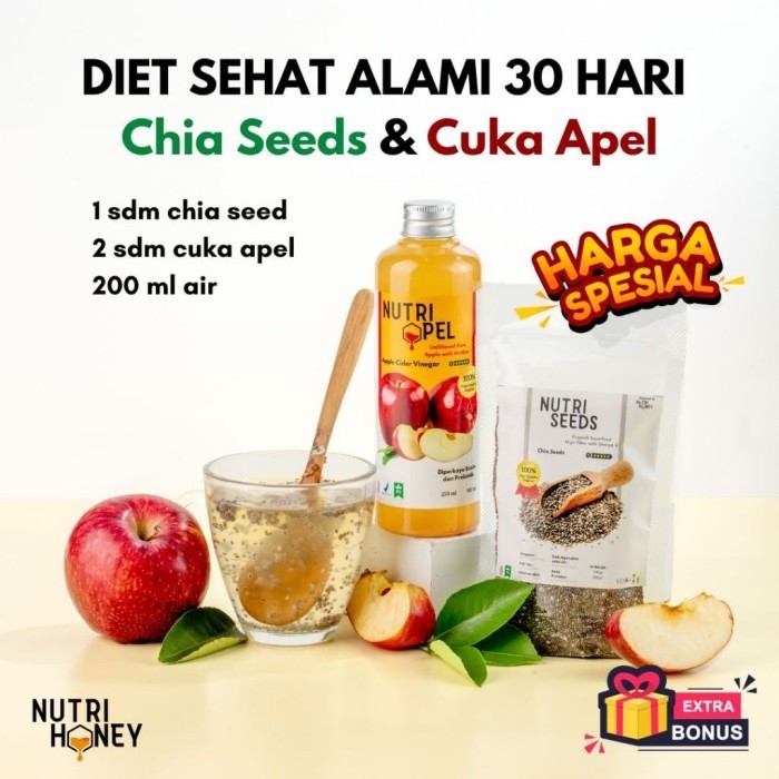 

Nutridiet - Paket 2in1 Diet - Cuka Apel & Chia Seed - Grade Premium - Diet Detoks