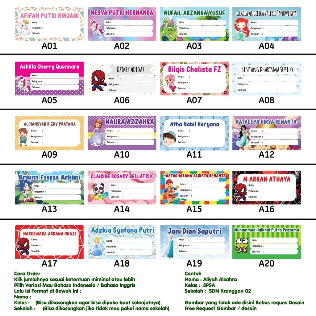 

50 pcs Stiker Nama Buku Sekolah