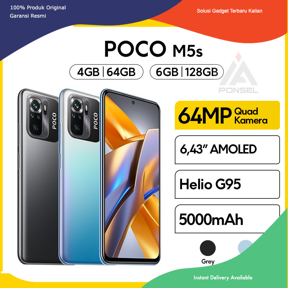 iAPonsel POCO M5s (4/64GB) | (6/128GB) Helio G95 64MP Quad Kamera Layar AMOLED FHD
