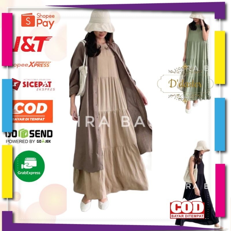 KAIN LEMBUT HALUS ADEM TEBAL / Iner Dres Inner Dress Gamis Tanpa Lengan Busui Panjang Susun Polos Ra