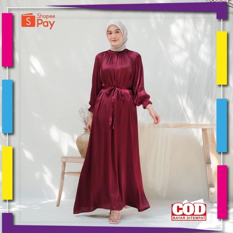 KAIN LEMBUT HALUS ADEM TEBAL / Cassandra Gamis Wanita Jumbo Shimmer Crandinza Polos Mewah