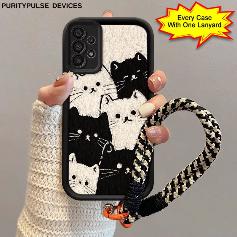 Case Samsung A73 5G Kucing hitam dan putih Kartun Avatar