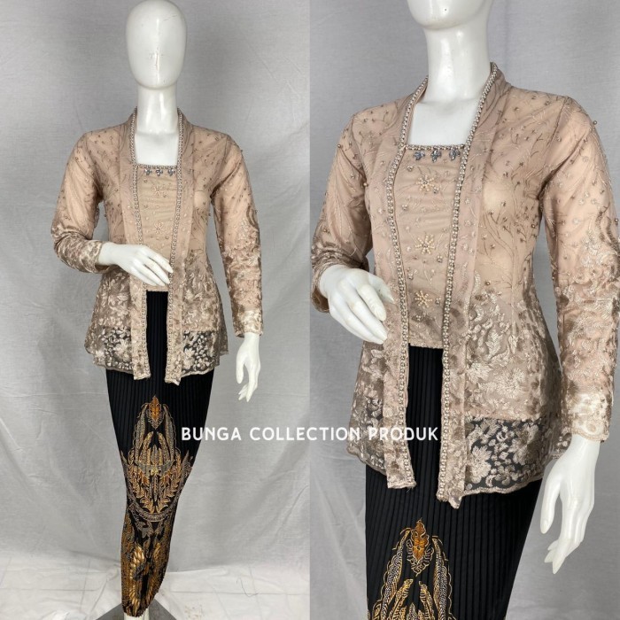 

✨READY✨ -kebaya kutu baru / kutubaru brokat / kutubaru pendek / kutu baru payet - Merah Marron, kebaya saja XXL