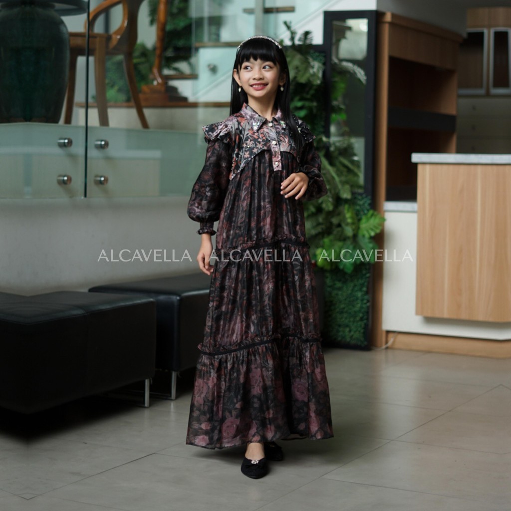 Alcavella - Zarelia Kids Dress | Baju Gamis Anak Perempuan Muslim Elegan Mewah