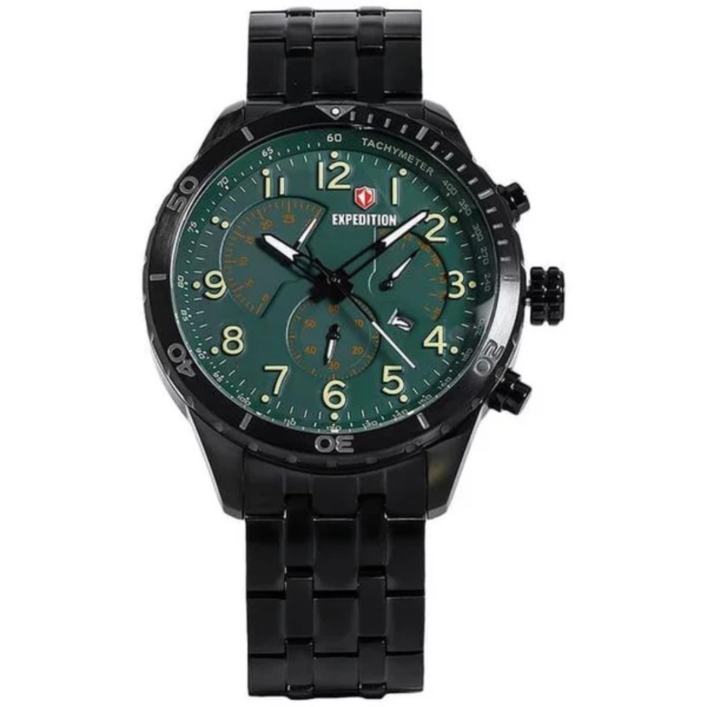 JAM TANGAN PRIA EXPEDITION E6720 E 6720 MCBIPGN BLACK GREEN STAINLESS STEEL