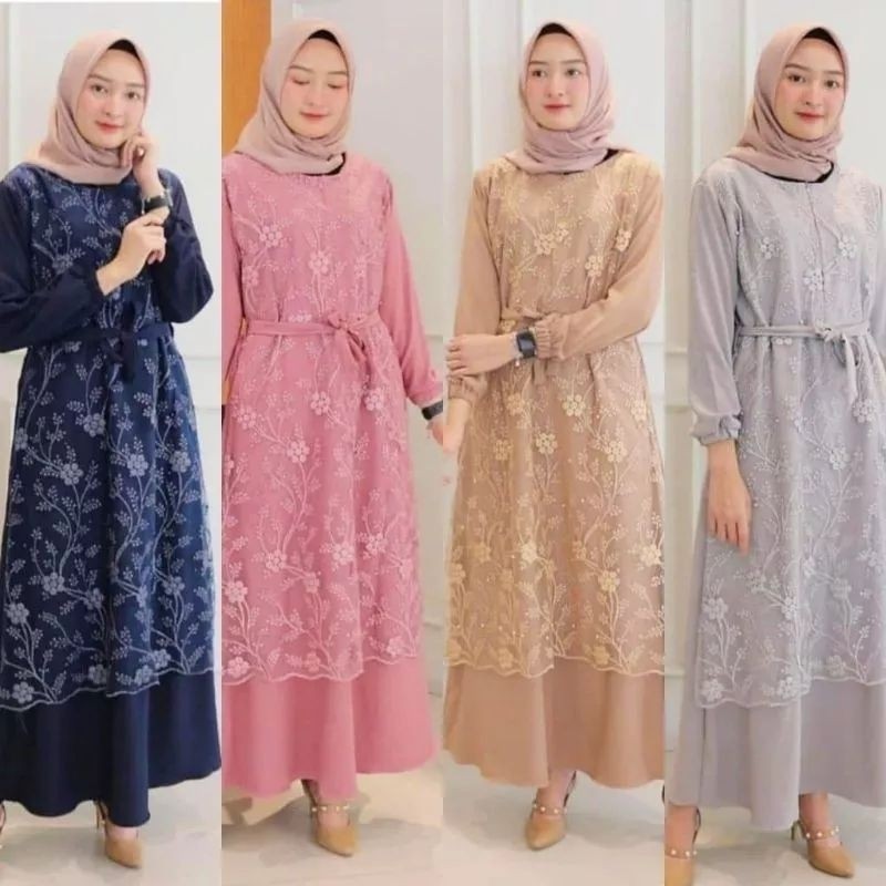 GAMIS BURKAT TILE MUTIARA PREMIUM BAJU GAMIS KEKINIAN DRES/LONGDRES Promo Idul Adha