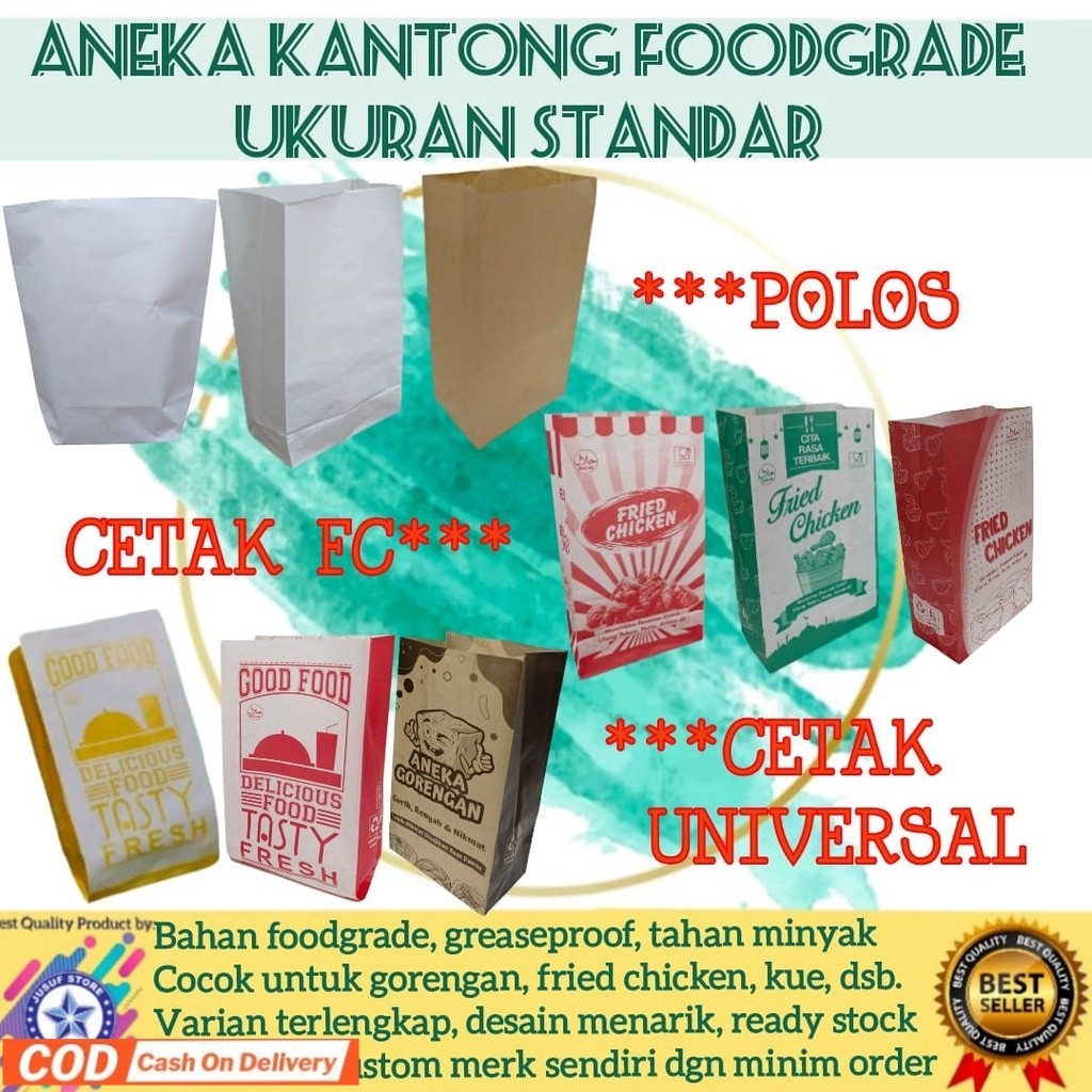 

50pcs Kantong Kertas makanan, paper bag makanan, paperbag foodgrade