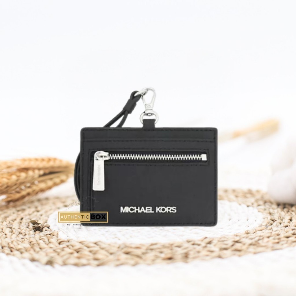 

Dompet Wanita - Jet Set Travel Saffiano Leather Card Case Lanyard Black