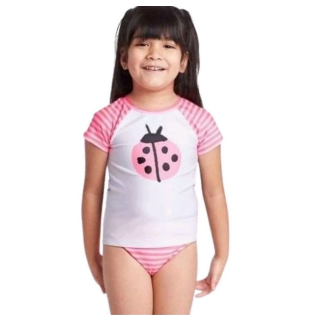 BAJU RENANG CNJ LADYBUG STRIPE MOTIF ANAK PEREMPUAN