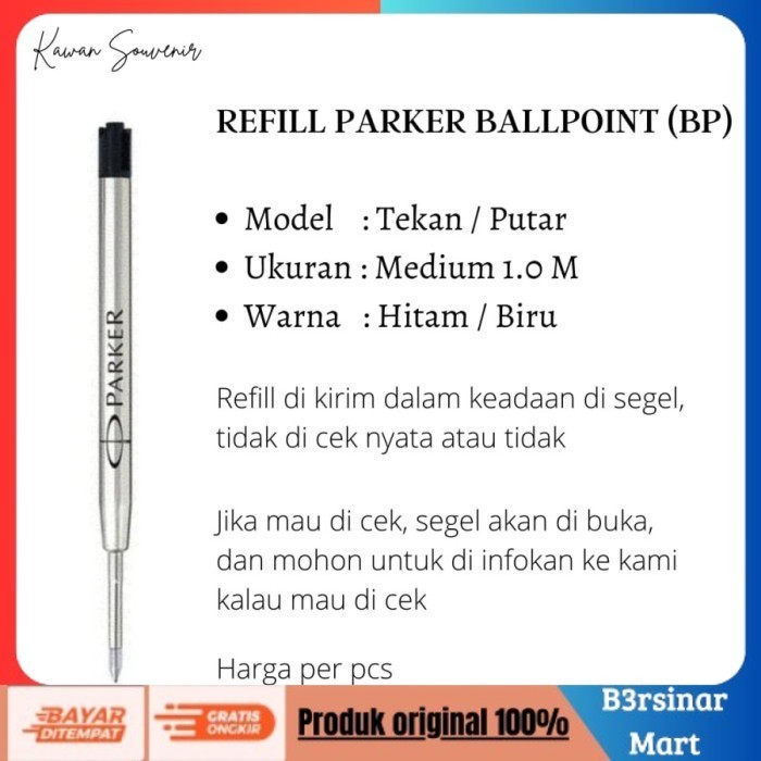 

[[KUALITAS TERBAIK]] Reffil Parker Original Black Ballpoint / Isi Ulang Parker Hitam BP COD