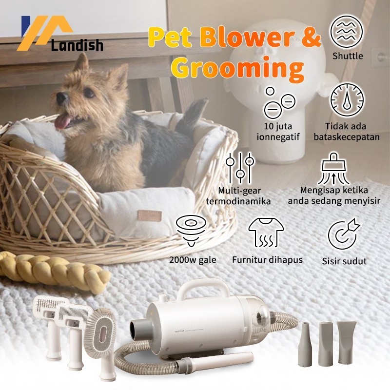 Professional Pet Blower &amp; Grooming Vacuum Anjing Kucing Alat Pengering Rambut Untuk Anjing Kucing Lands