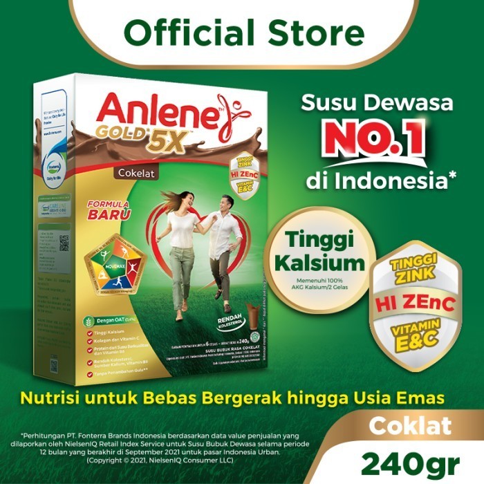 

Anlene Gold 5X Susu Bubuk Cokelat 240g-Tulang, Sendi & Otot