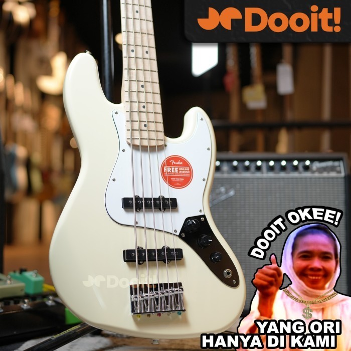 SQUIER Affinity Jazz Bass V Elektrik Bass 5 Senar String - OLYMPIC WHITE