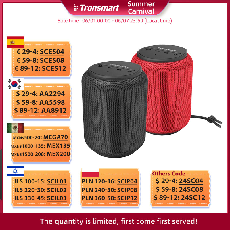 Tronsmart T6 Mini Portable Speaker Wireless Speaker with 360 Degree Surround Sound, Voice Assistant 
